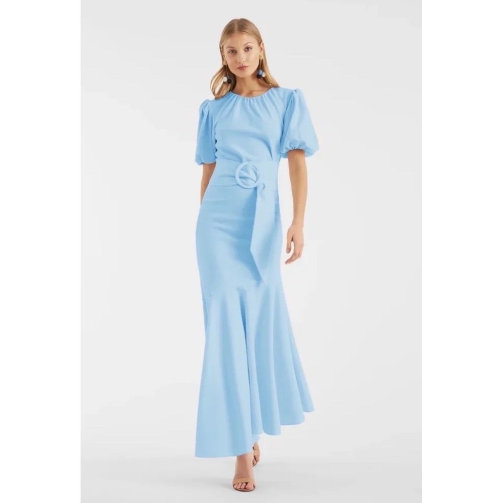 Sachin + Babi Light Blue Maxi Dress with Belted Waist